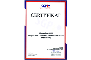 Certyfikat obsługa bazy IMDS